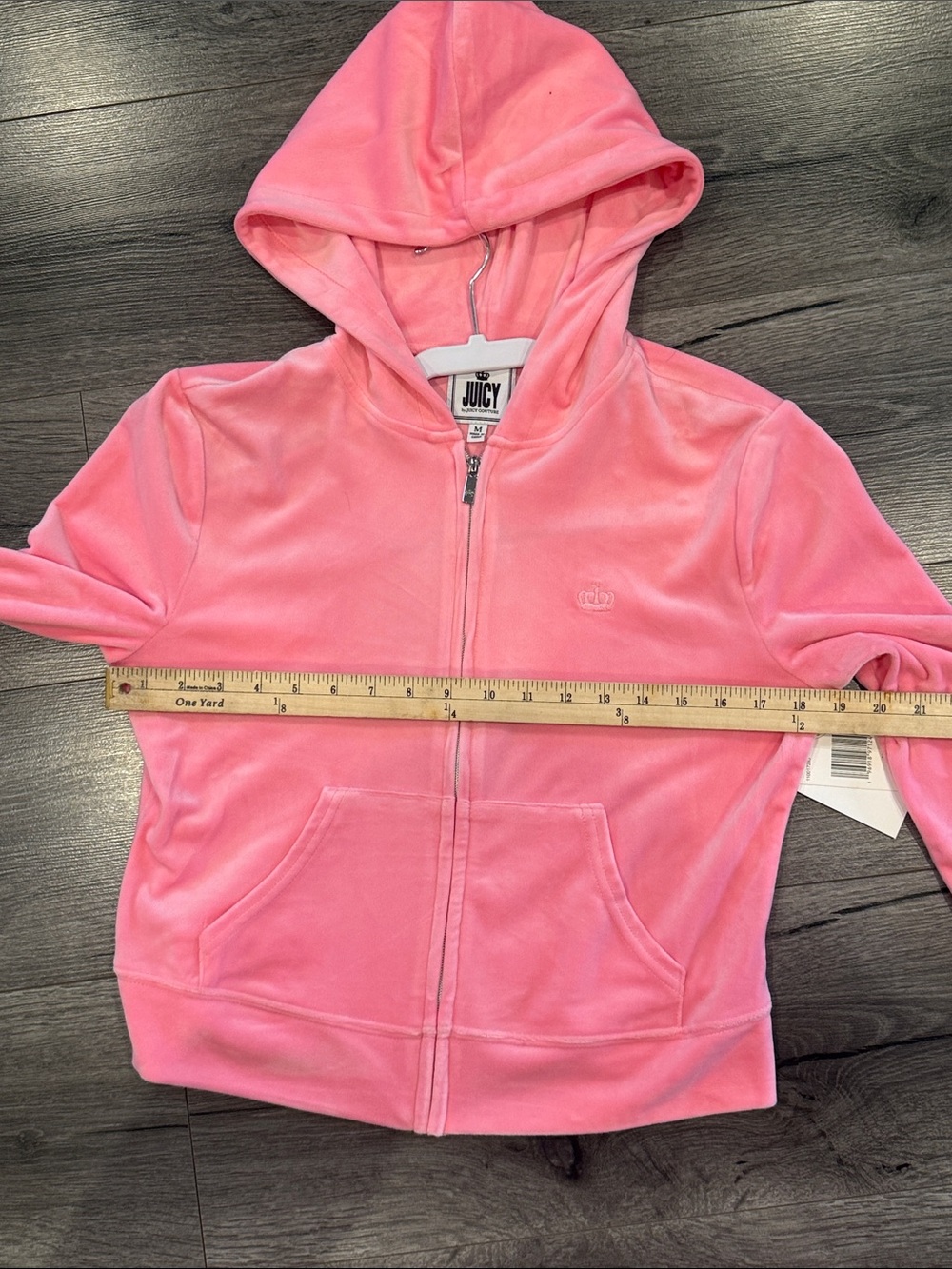 Juicy Couture Pink Velour Hooded Tracksuit Set with Rhinestone Logo - Picture 10 of 12